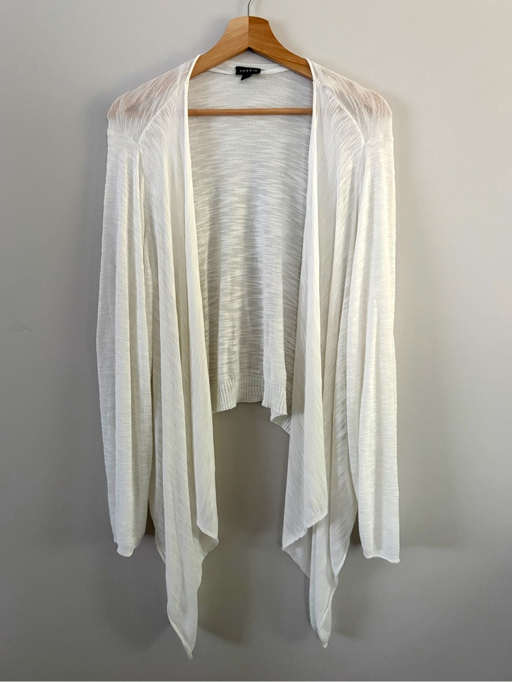torrid Cream Draped Open-Front Cardigan